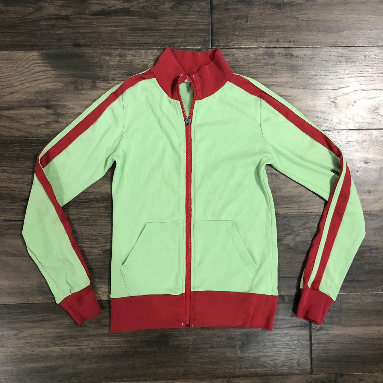 🍉 vintage red & green Y2K zip up track jacket 🍉 Zip... - Depop