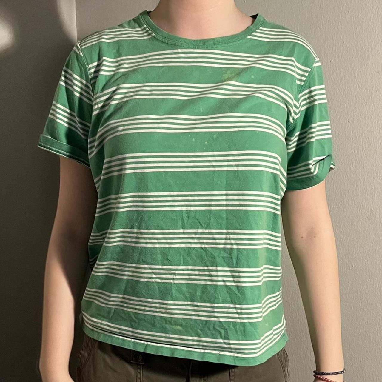 Green and White T-shirt | Depop