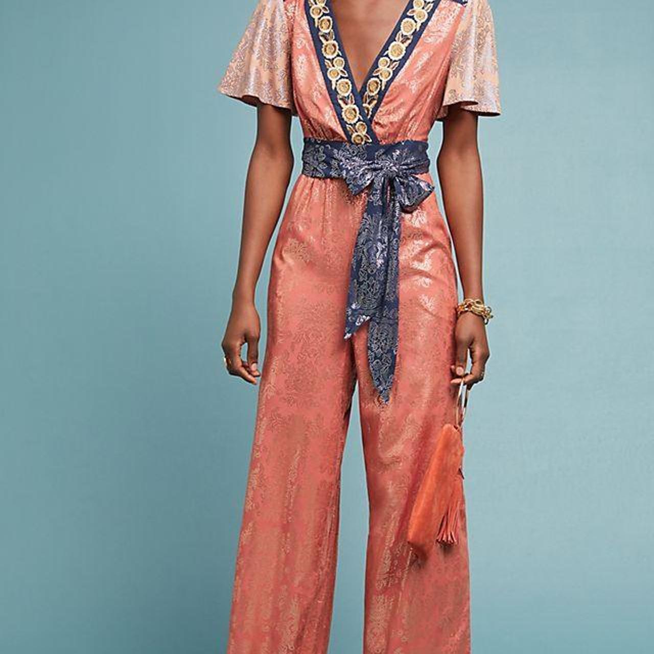 Anthropologie metallic shops jumpsuit