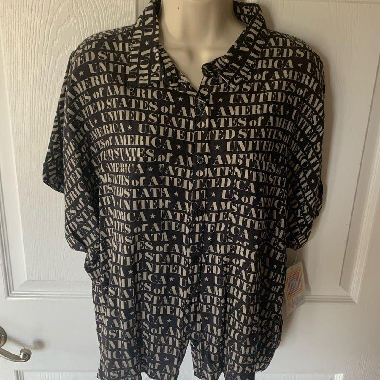 LuLaRoe Women's Black and Cream Blouse Depop