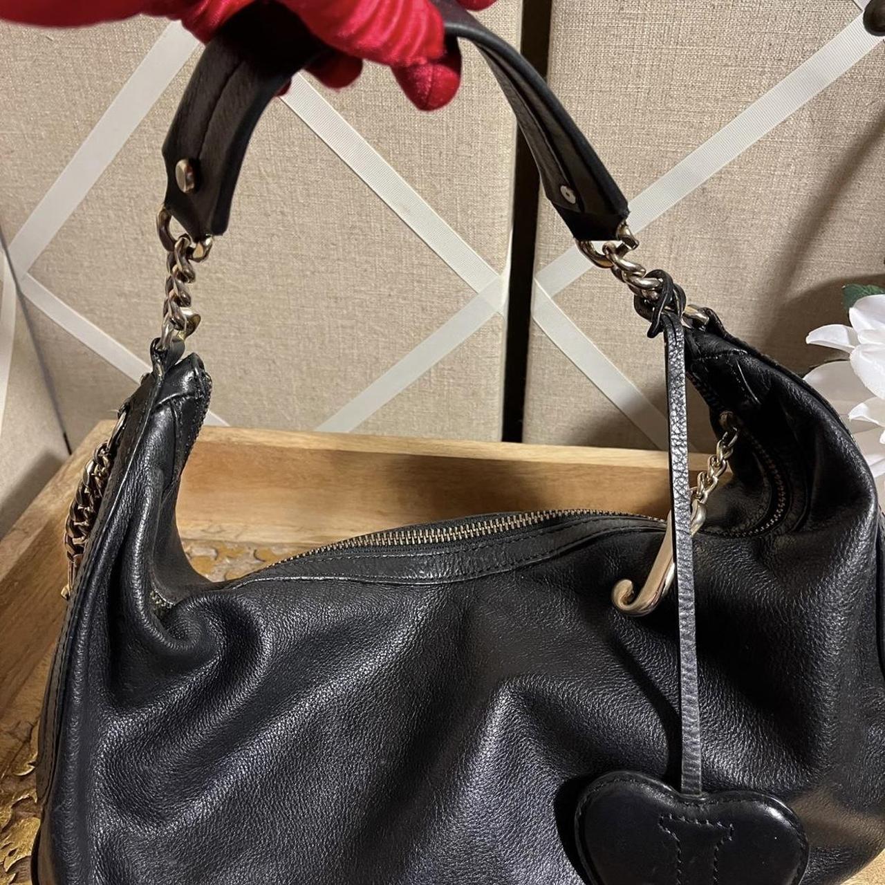 Juicy Couture vintage black leather hobo with chunky... - Depop