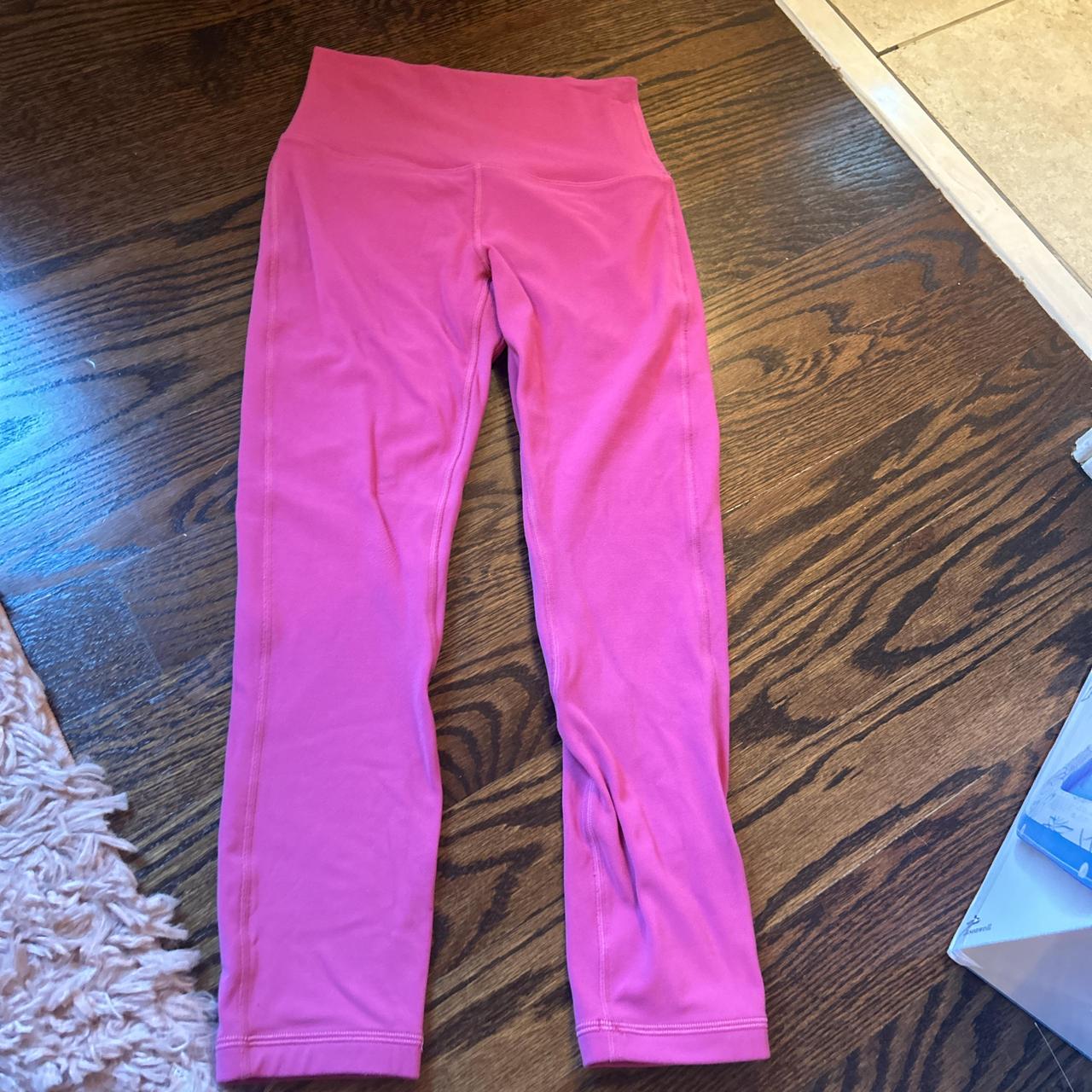 Pink double lined lululemon leggings Size 4 Lightly... - Depop