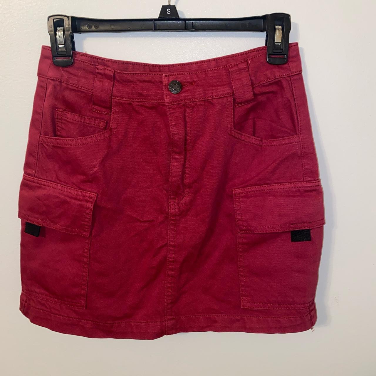 red denim cargo skirt forever 21 size S #skirt... - Depop