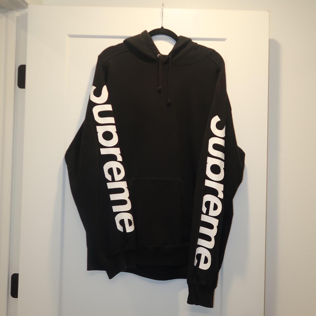 Supreme Black Sideline Hoodie Men s XL Black Depop