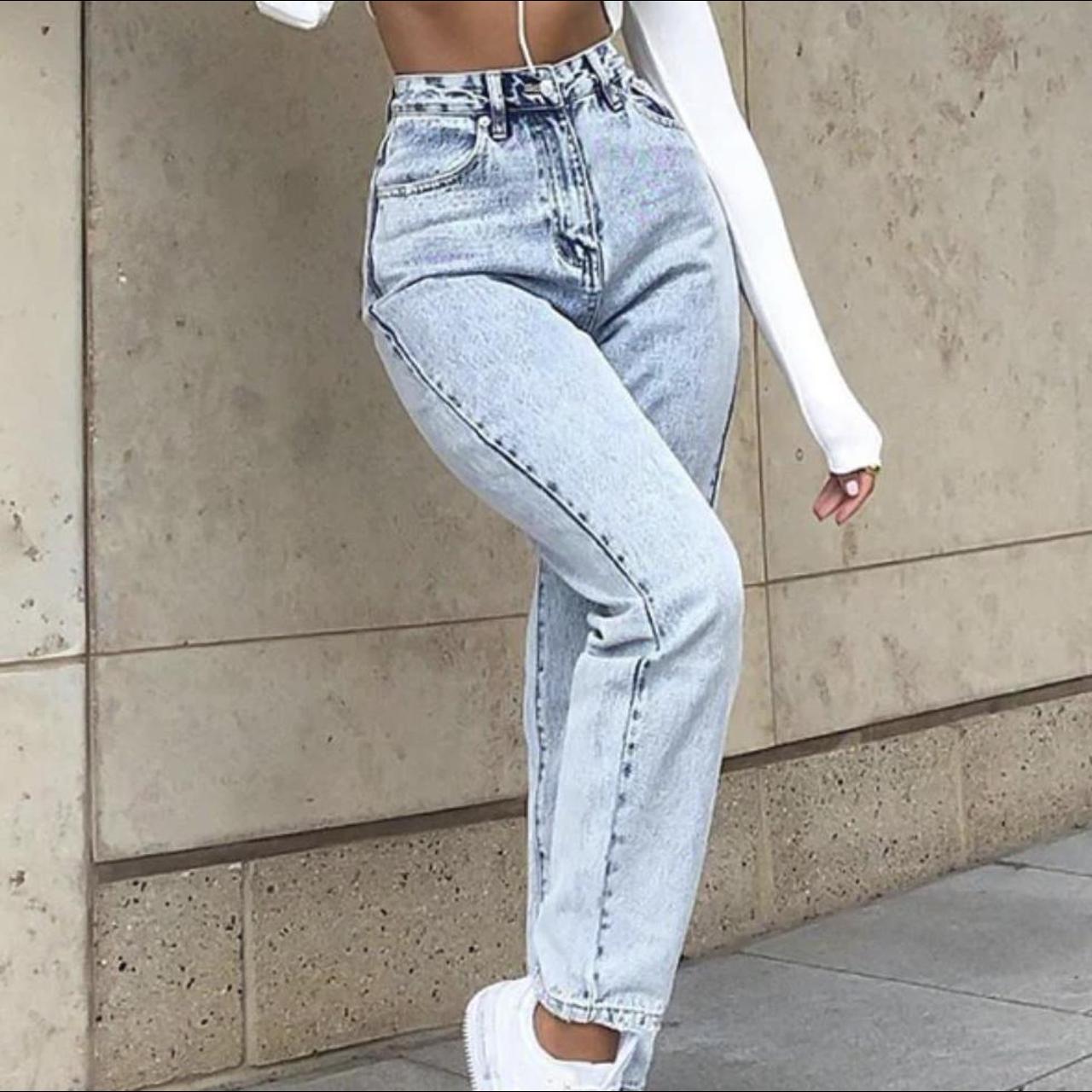 Rhinestone High-Waisted Slim Fit Jeans Women's Black