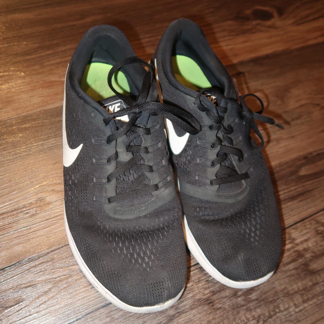 Black and White Nike Running Shoes -Used -Women’s... - Depop