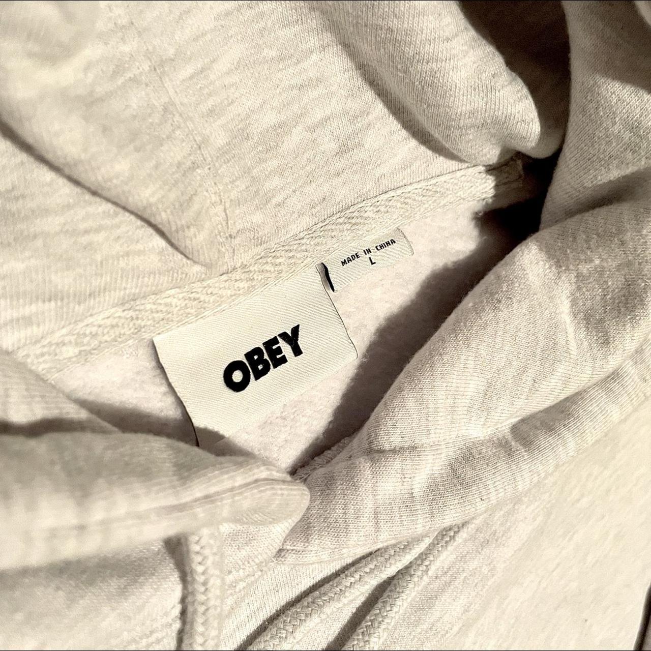 Obey Men's Grey and Green Hoodie (3)