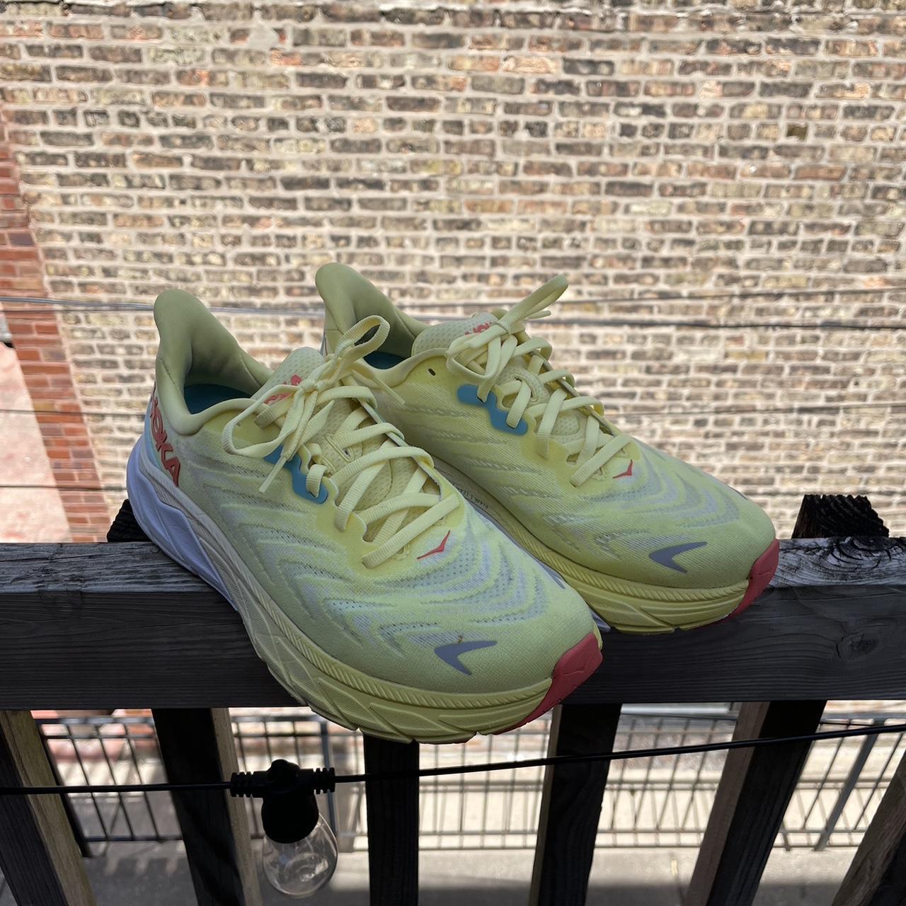 Hoka One One Women's Yellow and Cream Trainers Depop