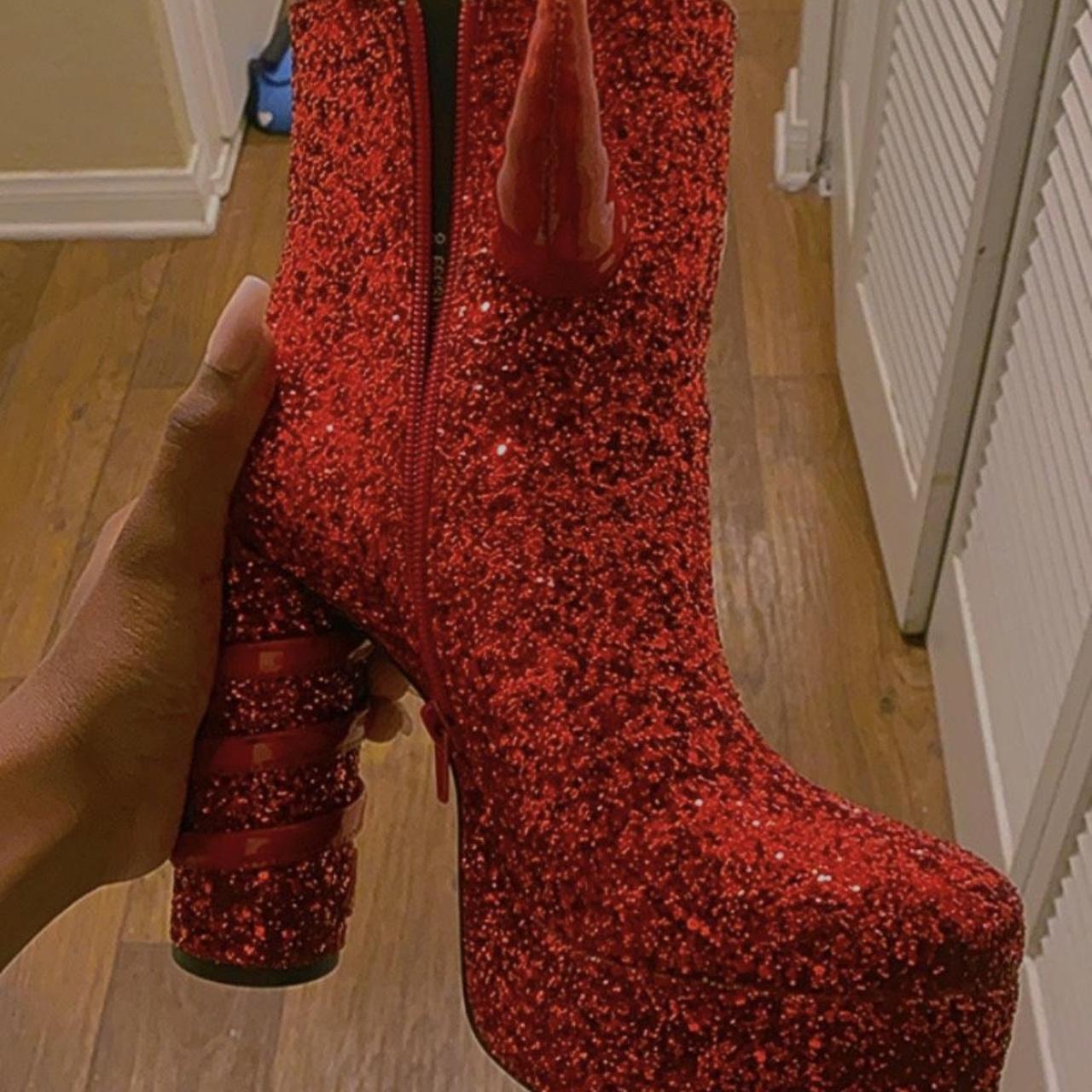 Dolls Kill Women's Red Boots Depop