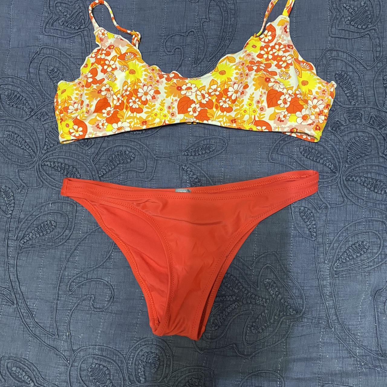 American Eagle Womens Red And Yellow Bikinis And Tankini Sets Depop