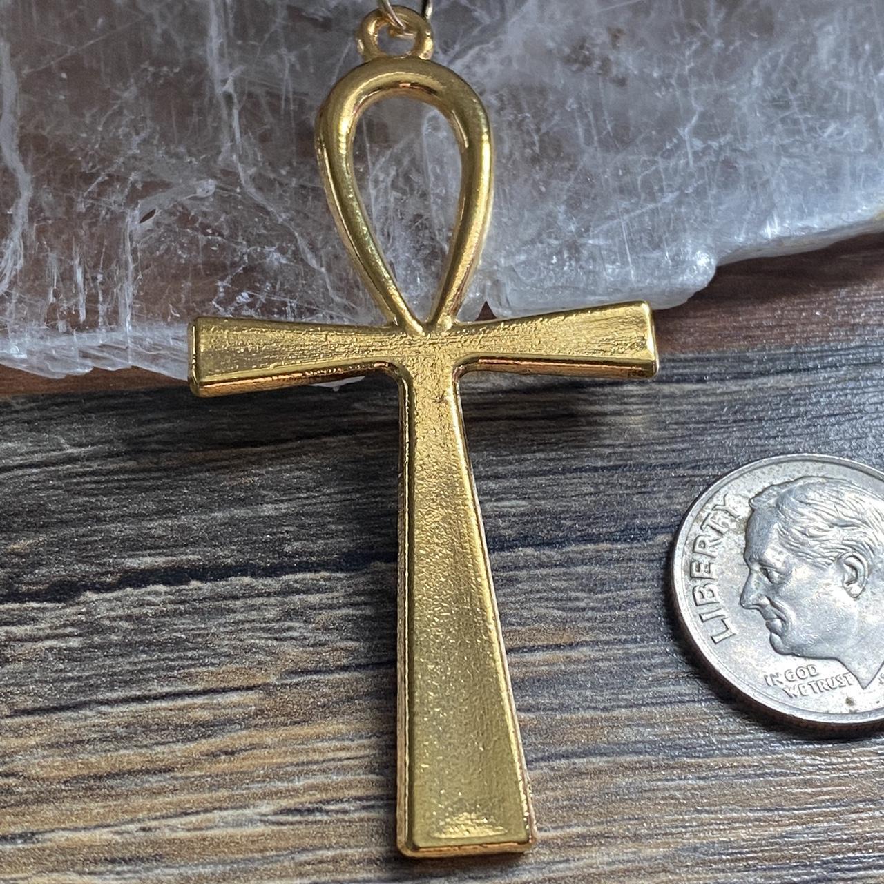 Large Gold Color/Silver Color Ancient Egyptian Ankh Cross Pendant Punk  Stainless Steel Biker Necklace Unisex Amulet Jewelry Gift
