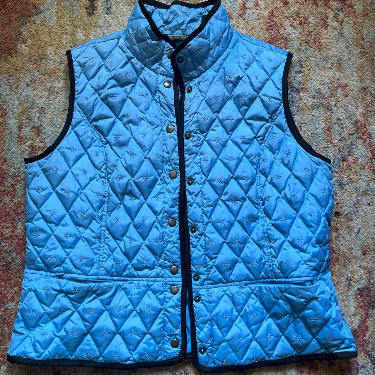 Eddie Bauer baby blue vest with embroidered... Depop