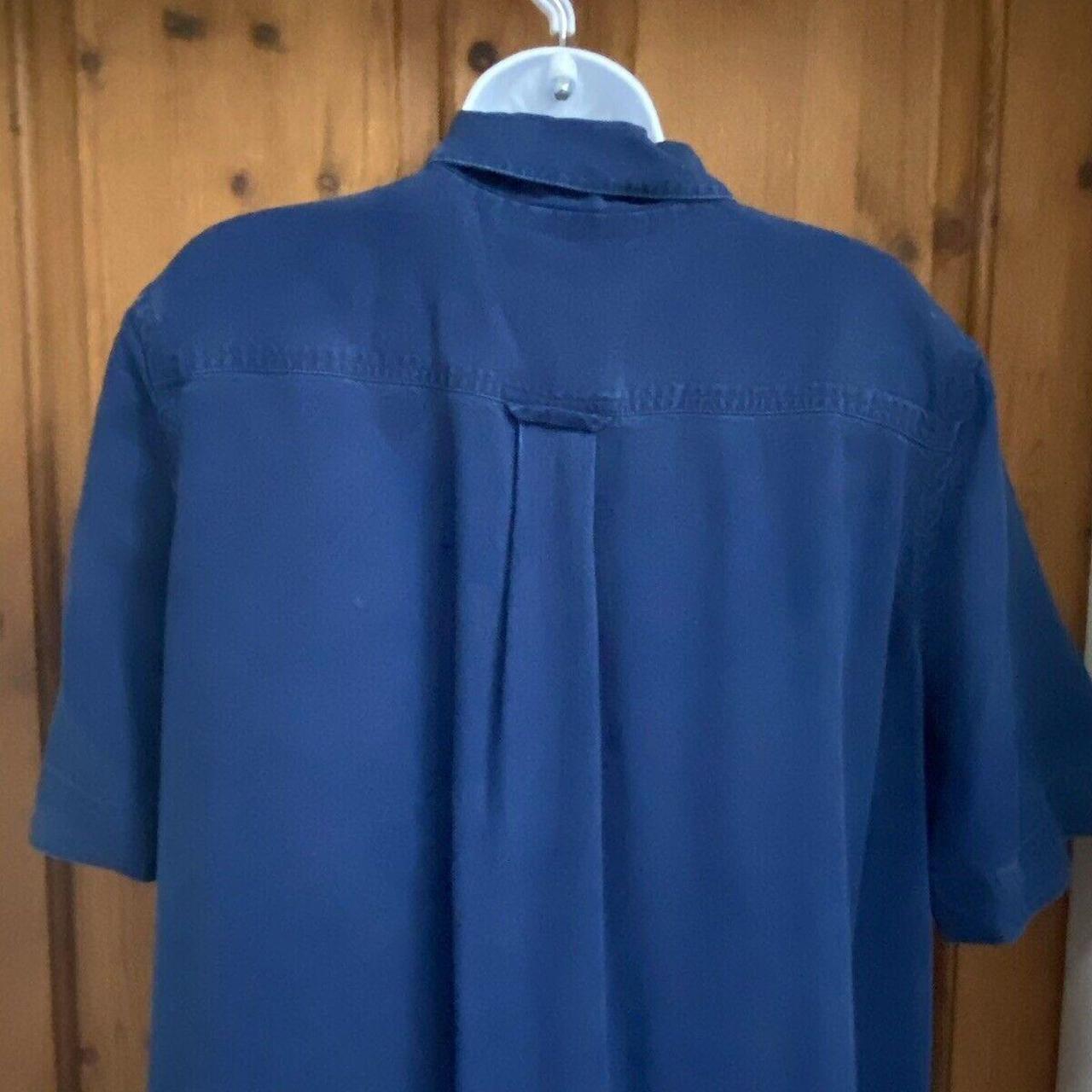 Vintage JAEGER Dress Collared Navy Blue Shirt 1980's... - Depop