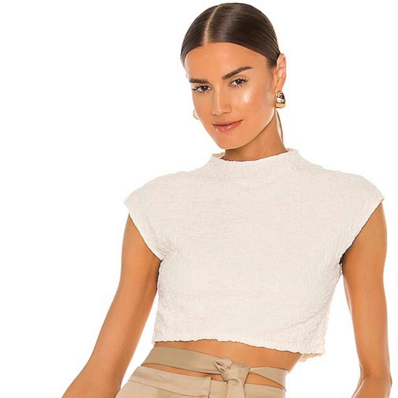 *LACADEMIE Farah Crop Top in cream  - Depop