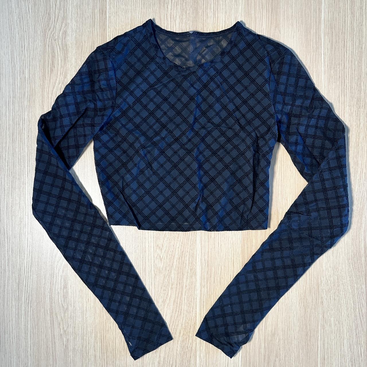 *Alo Yoga Mesh Plaid Cropped Long Sleeve Top in