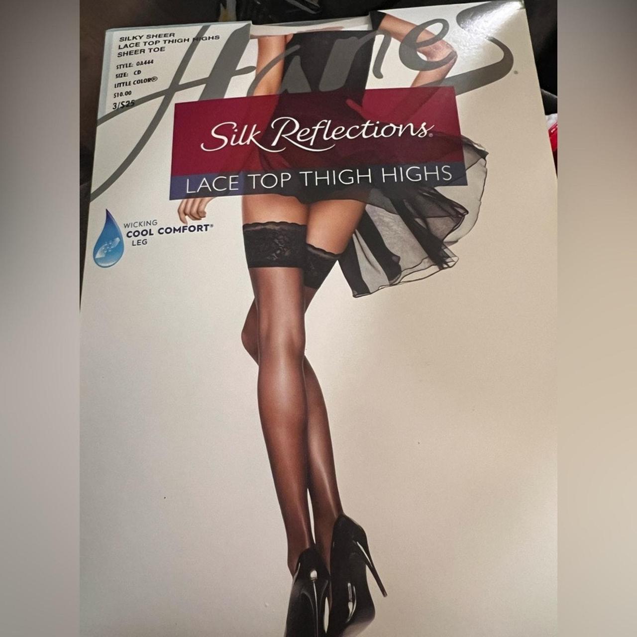 Hanes silk reflections lace top thigh highs best sale