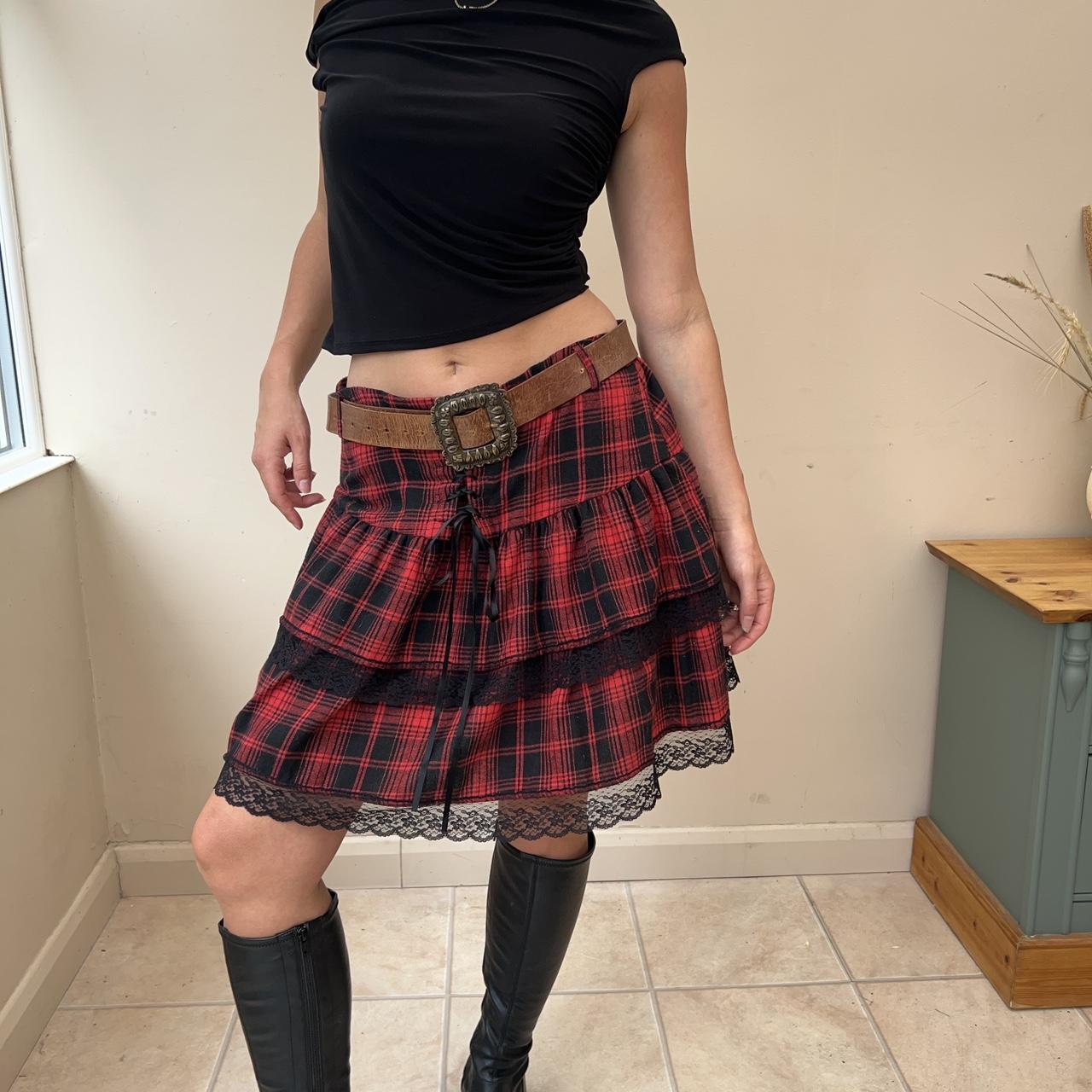 Plaid womens black skirt best sale