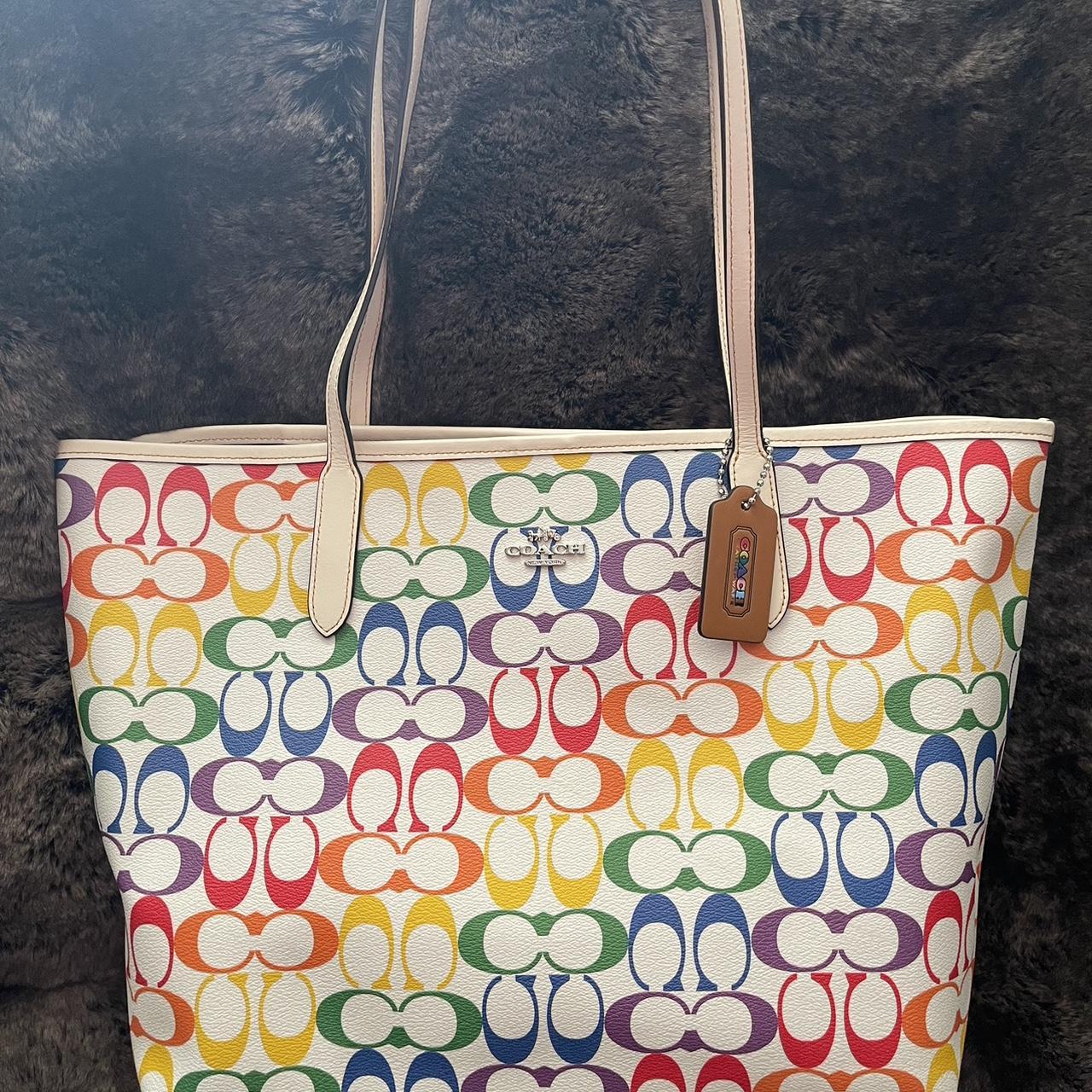 Coach reversible discount city tote rainbow