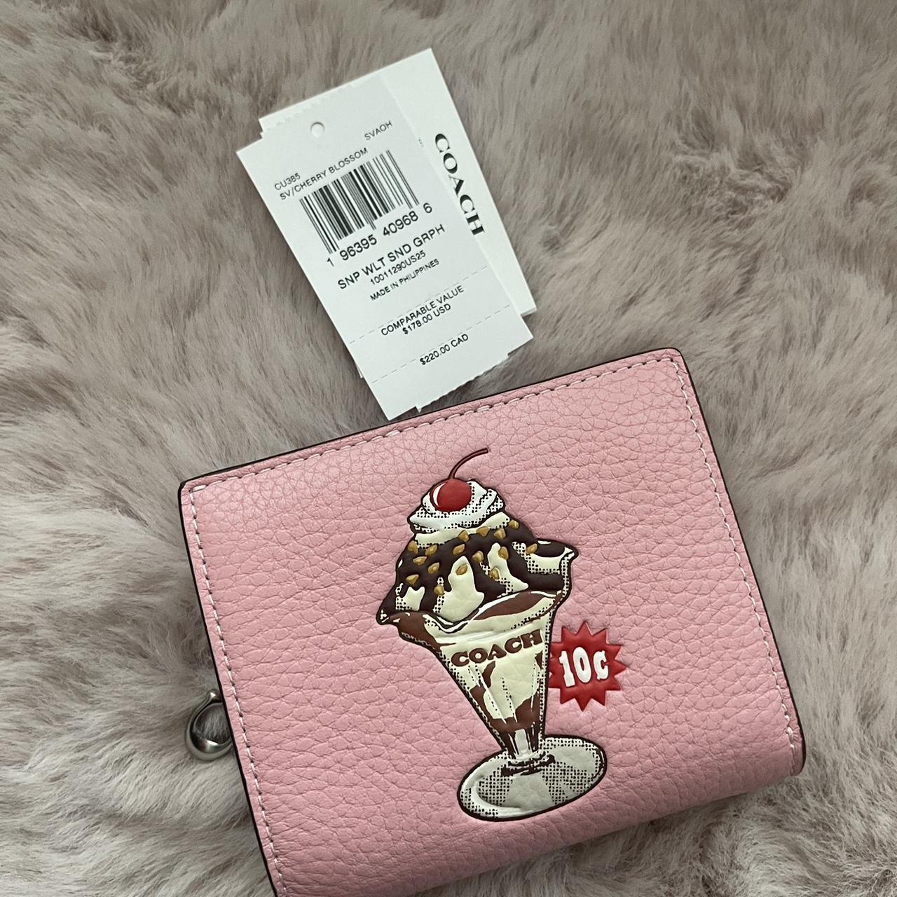 New Coach blue ice hot cream sundae zip card case