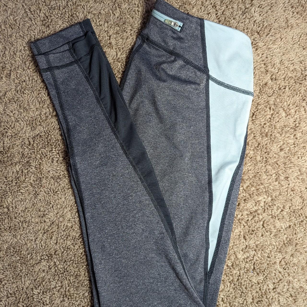 Grey and blue Z by Zella leggings, •mesh panel at