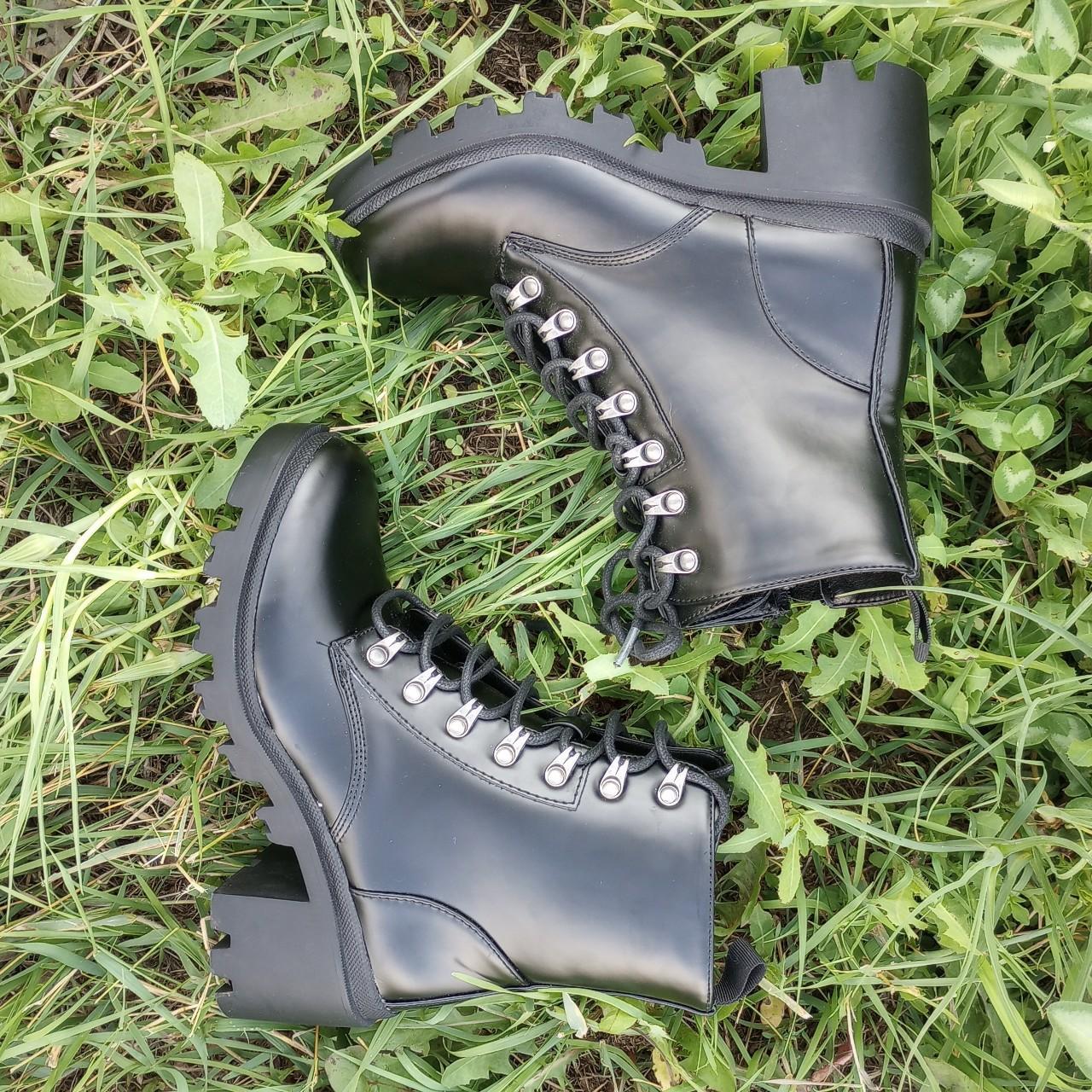 Black boots silver hardware - Depop