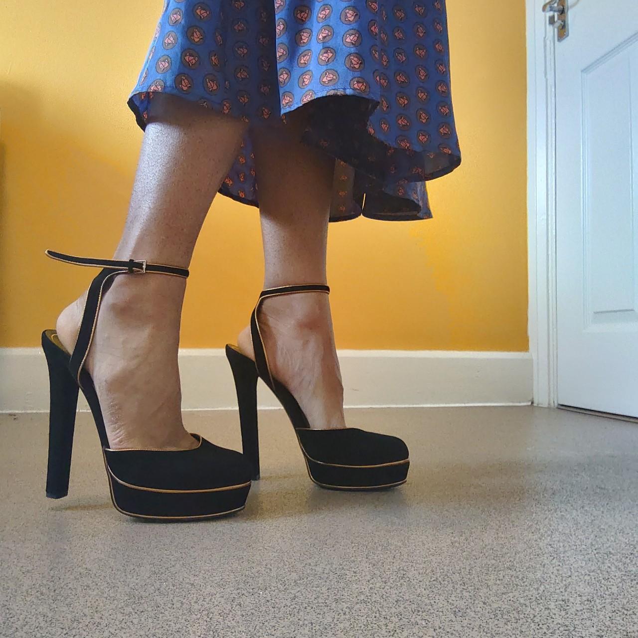 Amazing suede Gucci heels with an ankle strap and... Depop