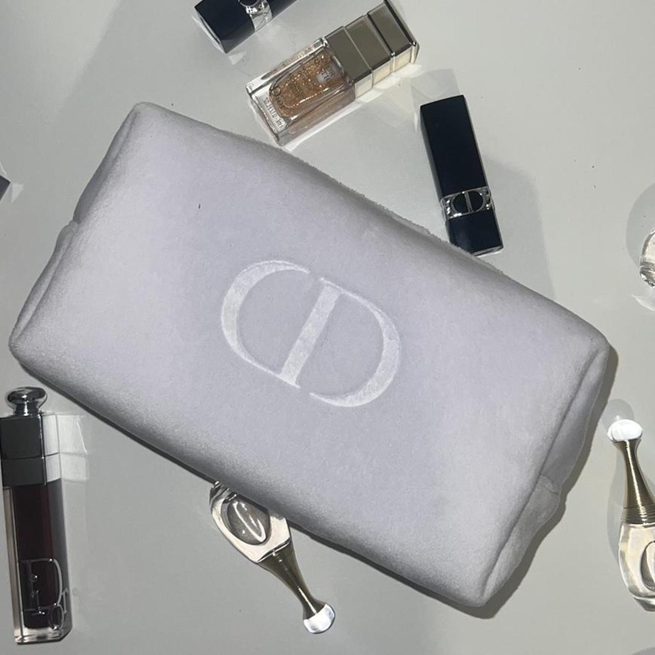 White Christian Dior makeup bag authentic us... Depop