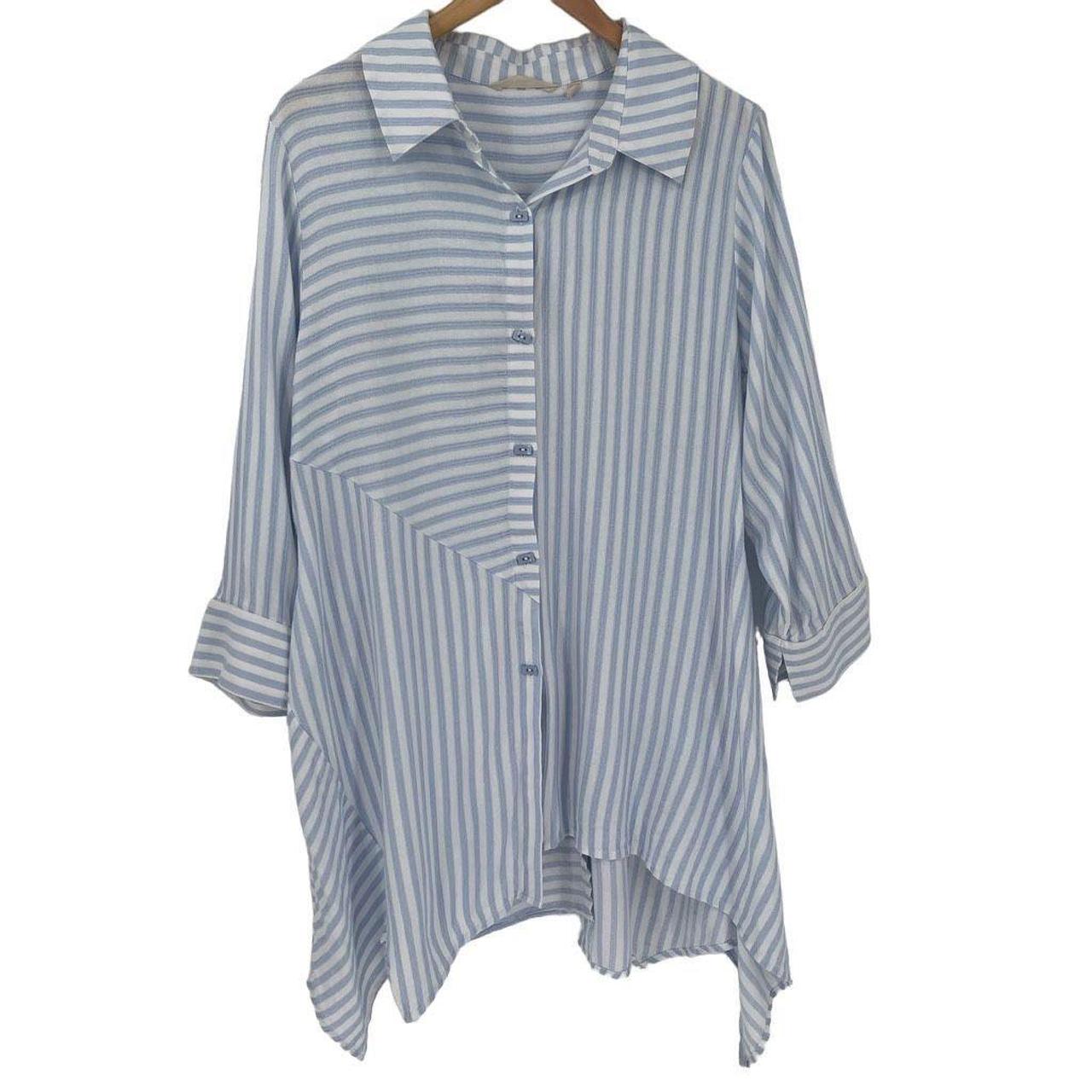 Soft Surroundings Size Xl Women's Blue-White Stripe Button Up