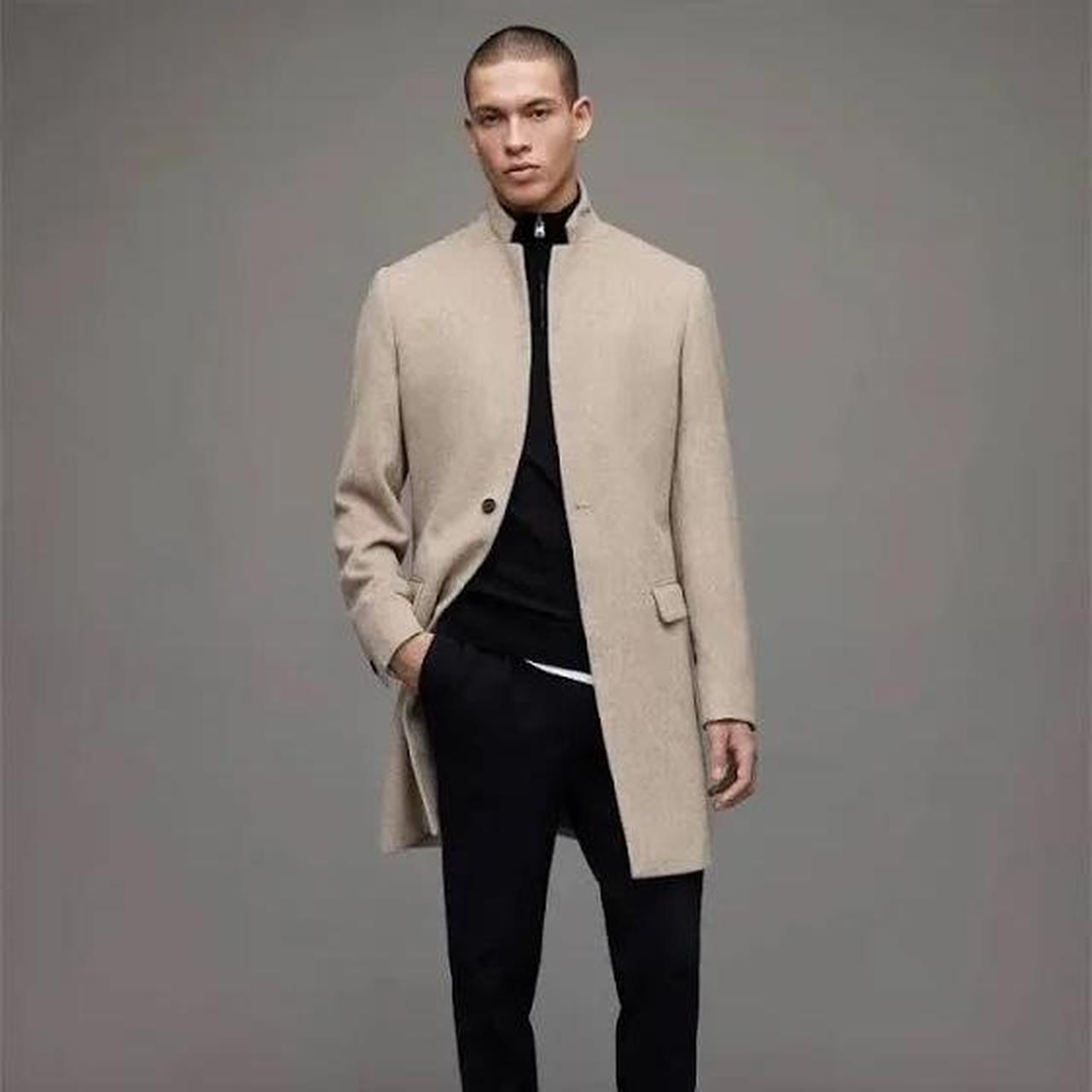 AllSaints Bodell Overcoat Sand Marl 100 Wool Depop