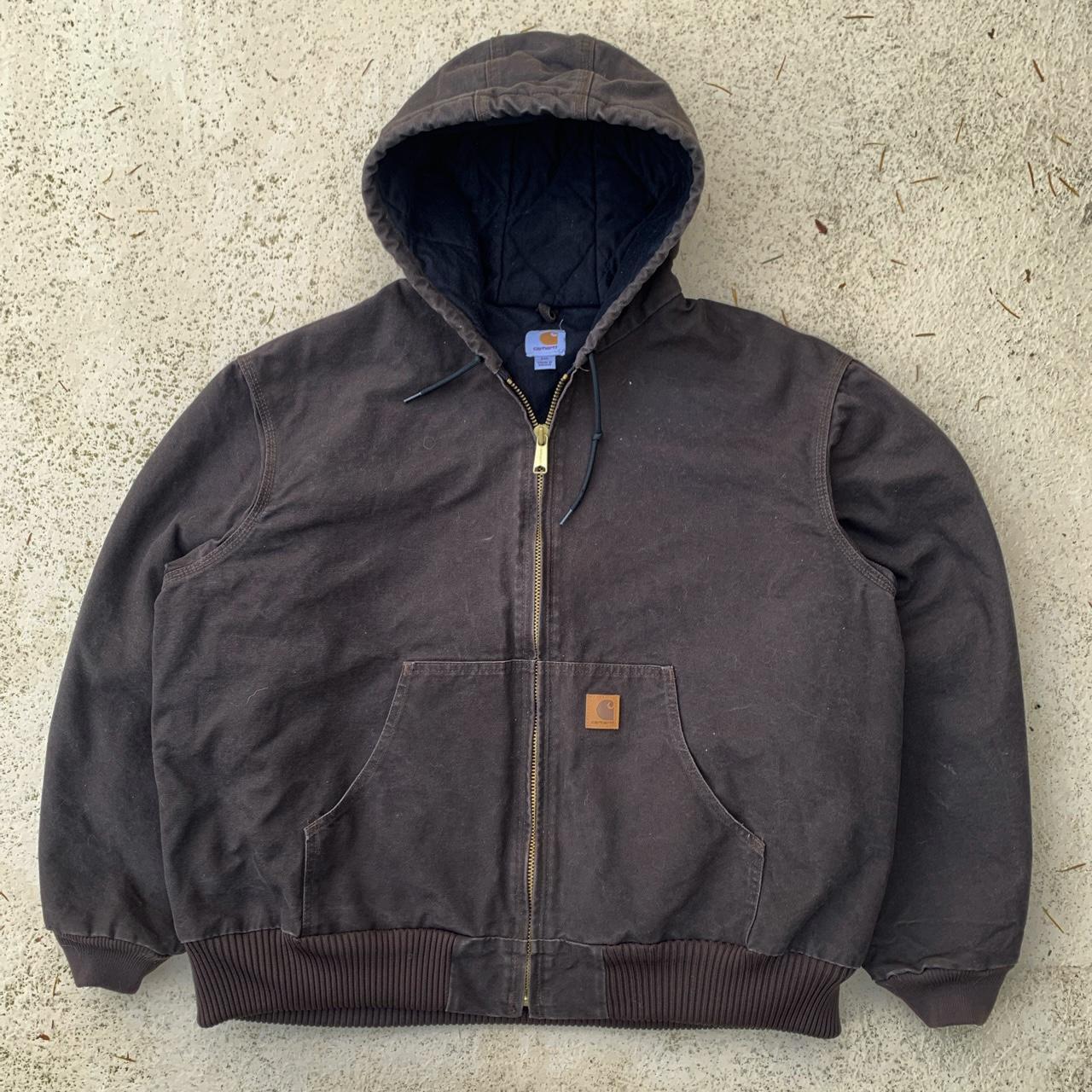 Vintage Brown carhartt workwear jacket with tan... - Depop