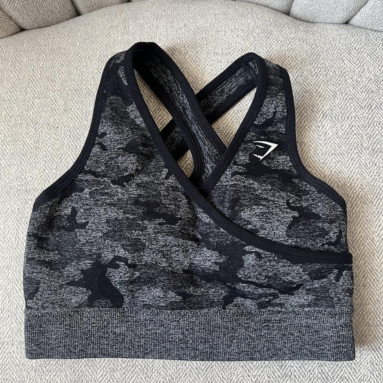 Gymshark Sports Bra Size Small Black Camo Depop