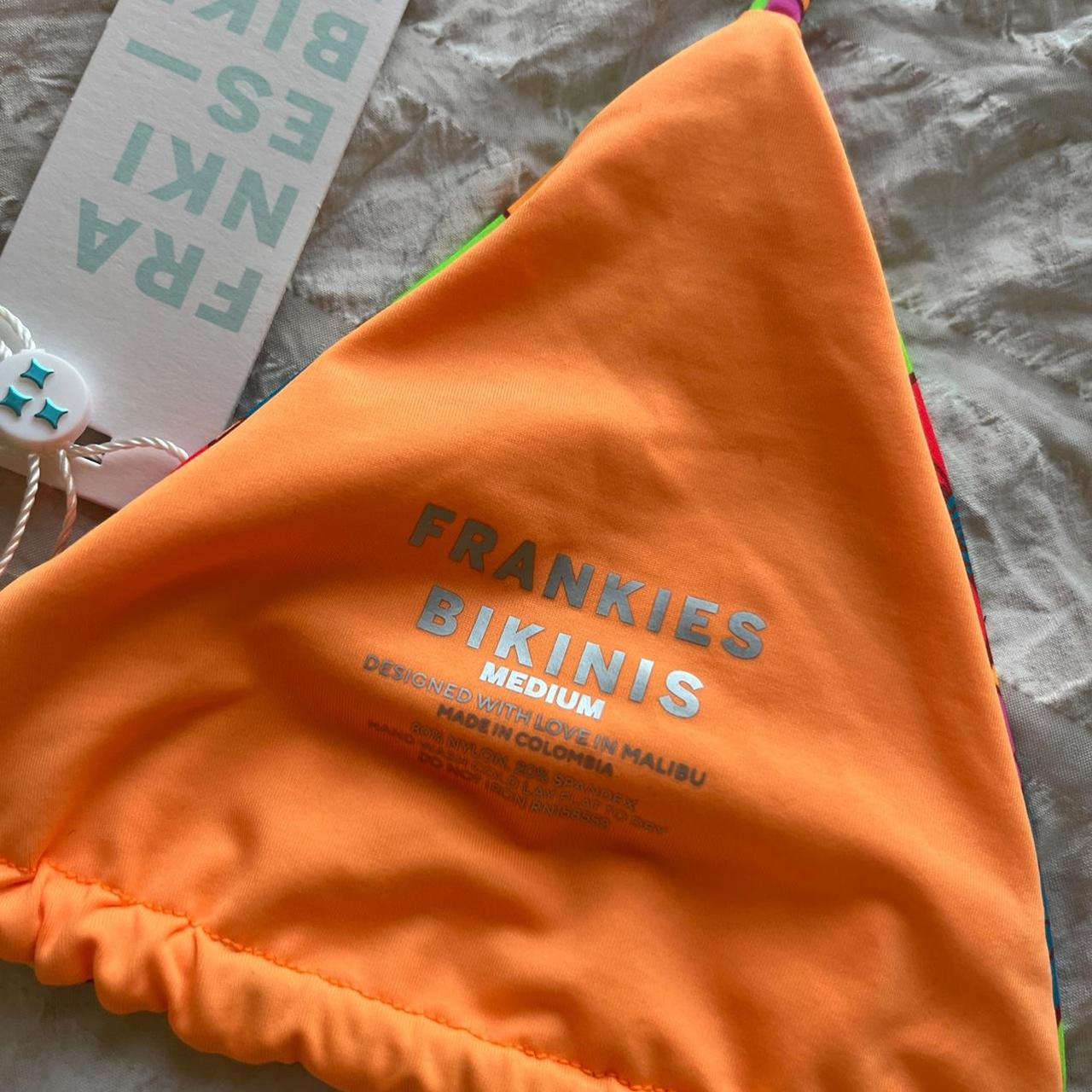 Frankies Bikinis Women's Orange and Blue Swimsuitonepiece Depop