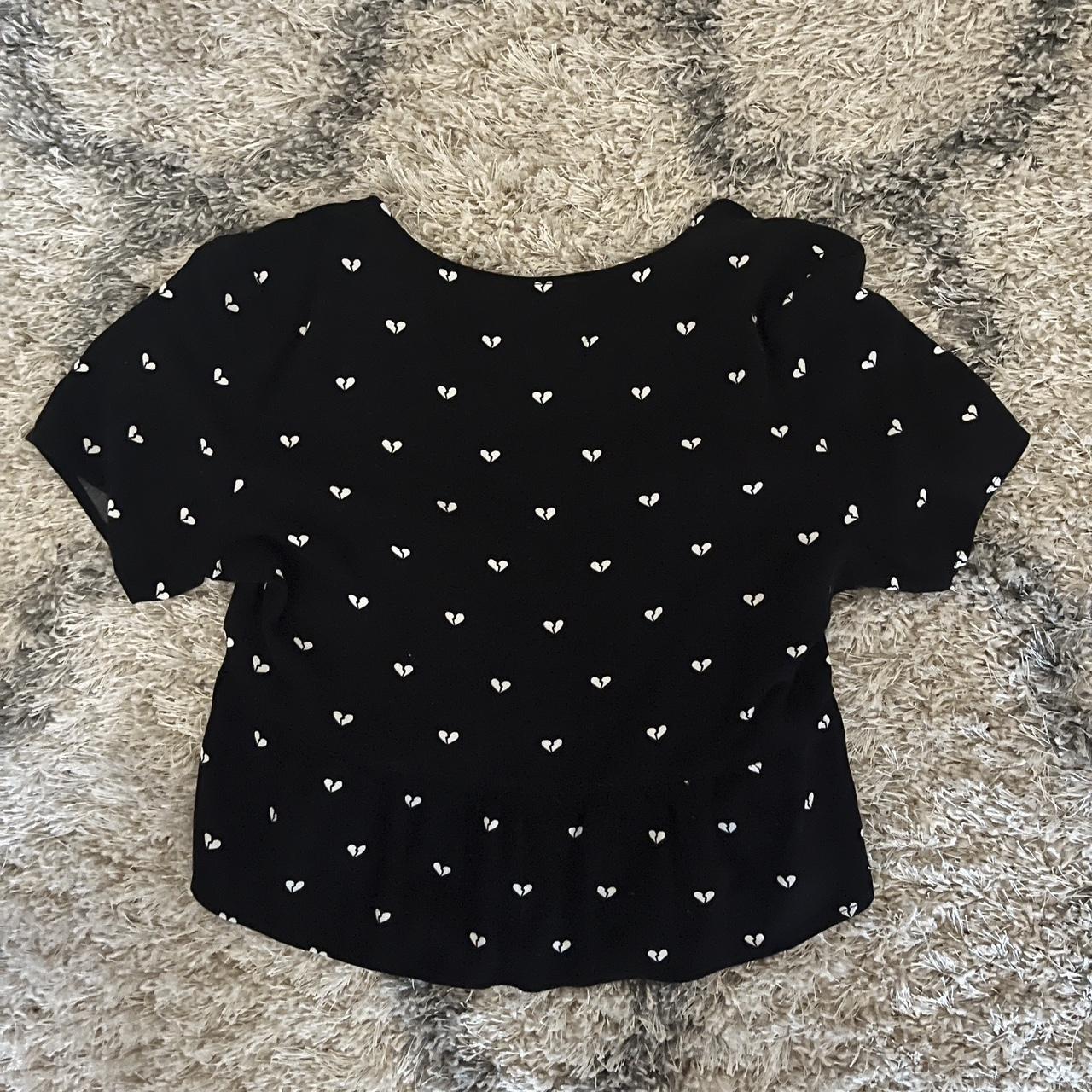 Black tie t-shirt with white hearts all over. This... - Depop