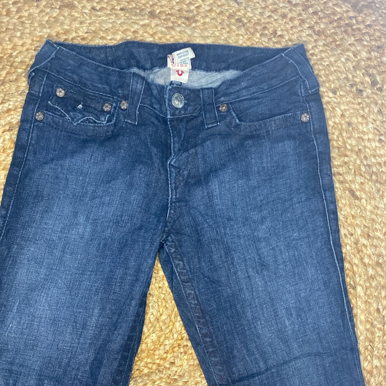 dark blue womens true religion jeans with sparkly... - Depop