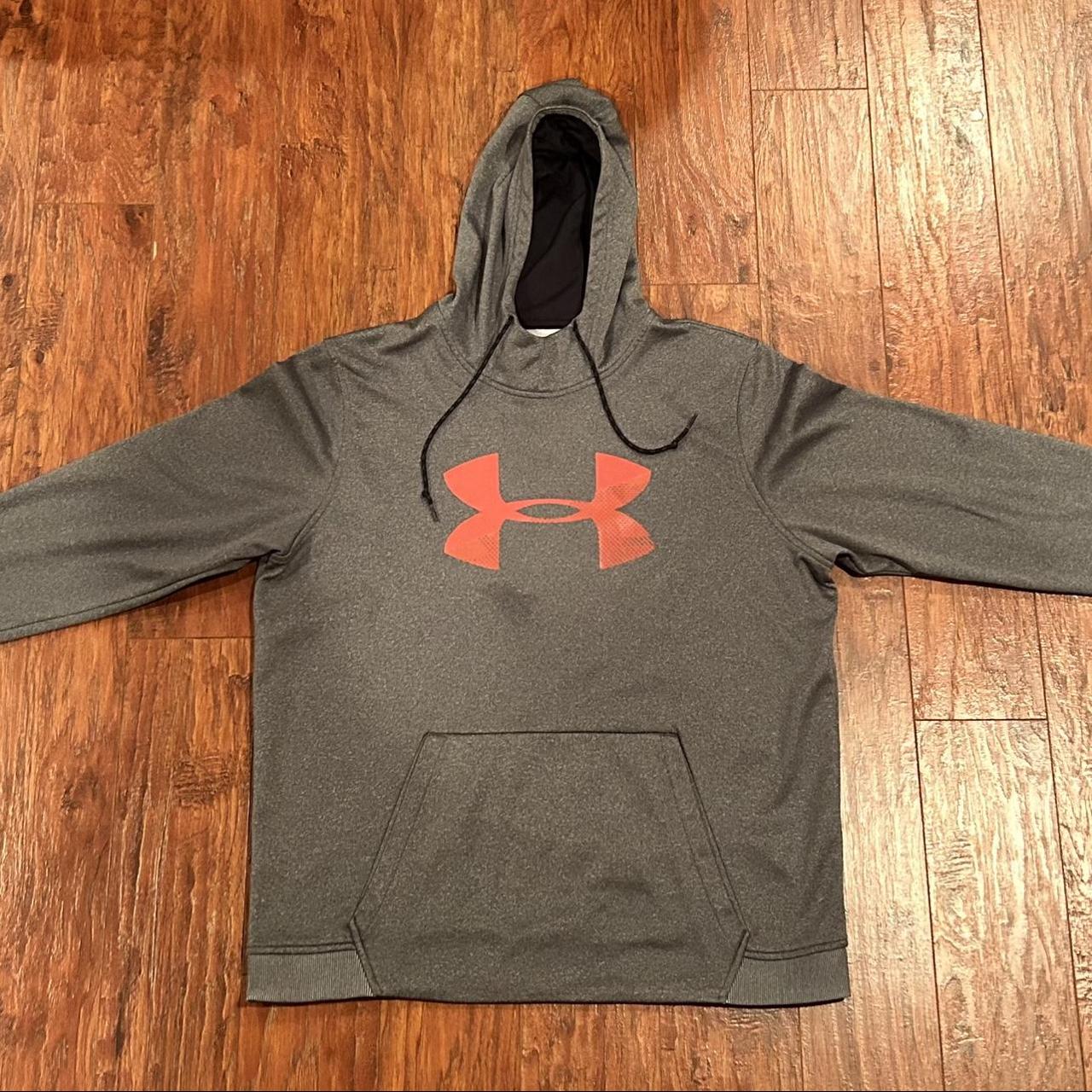 Under Armour Men's Grey and Red Hoodie | Depop