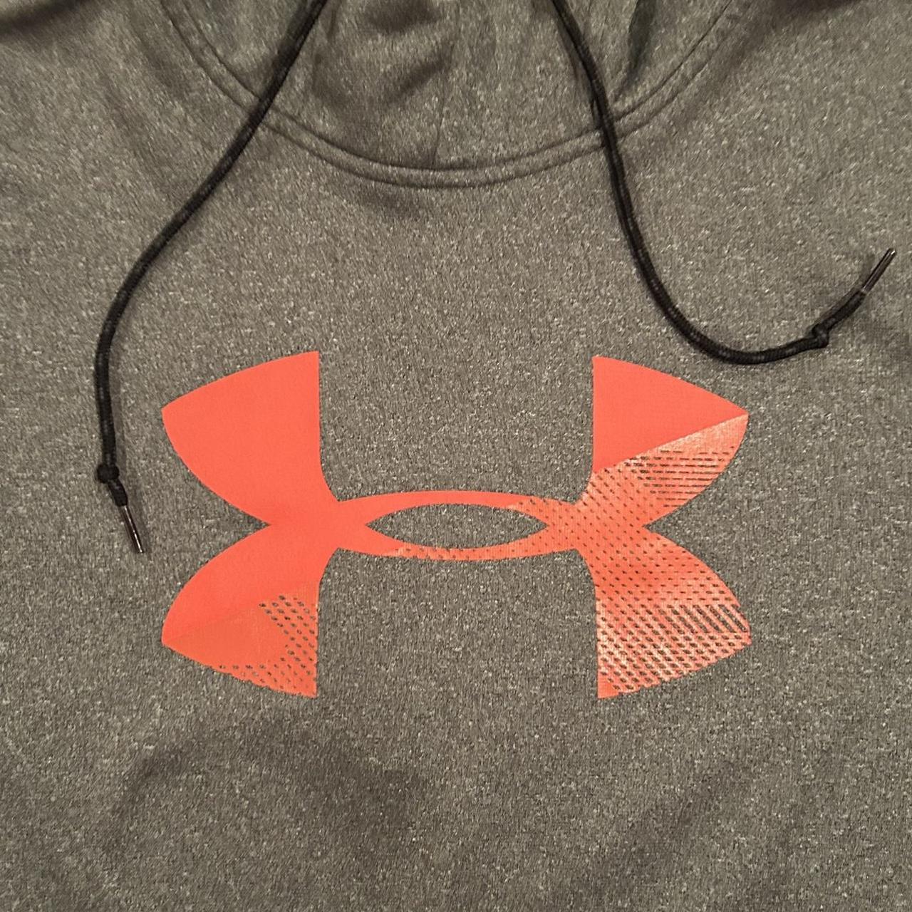 Under Armour Men's Grey and Red Hoodie Depop