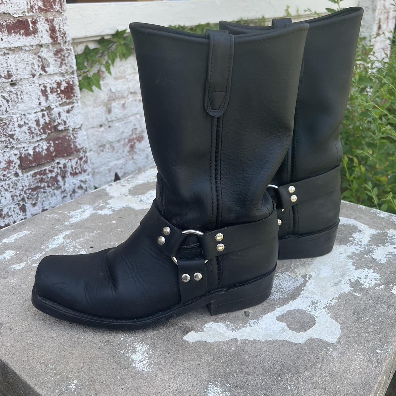 Double H Black Leather Harness Boots Mens Sz 11D... - Depop