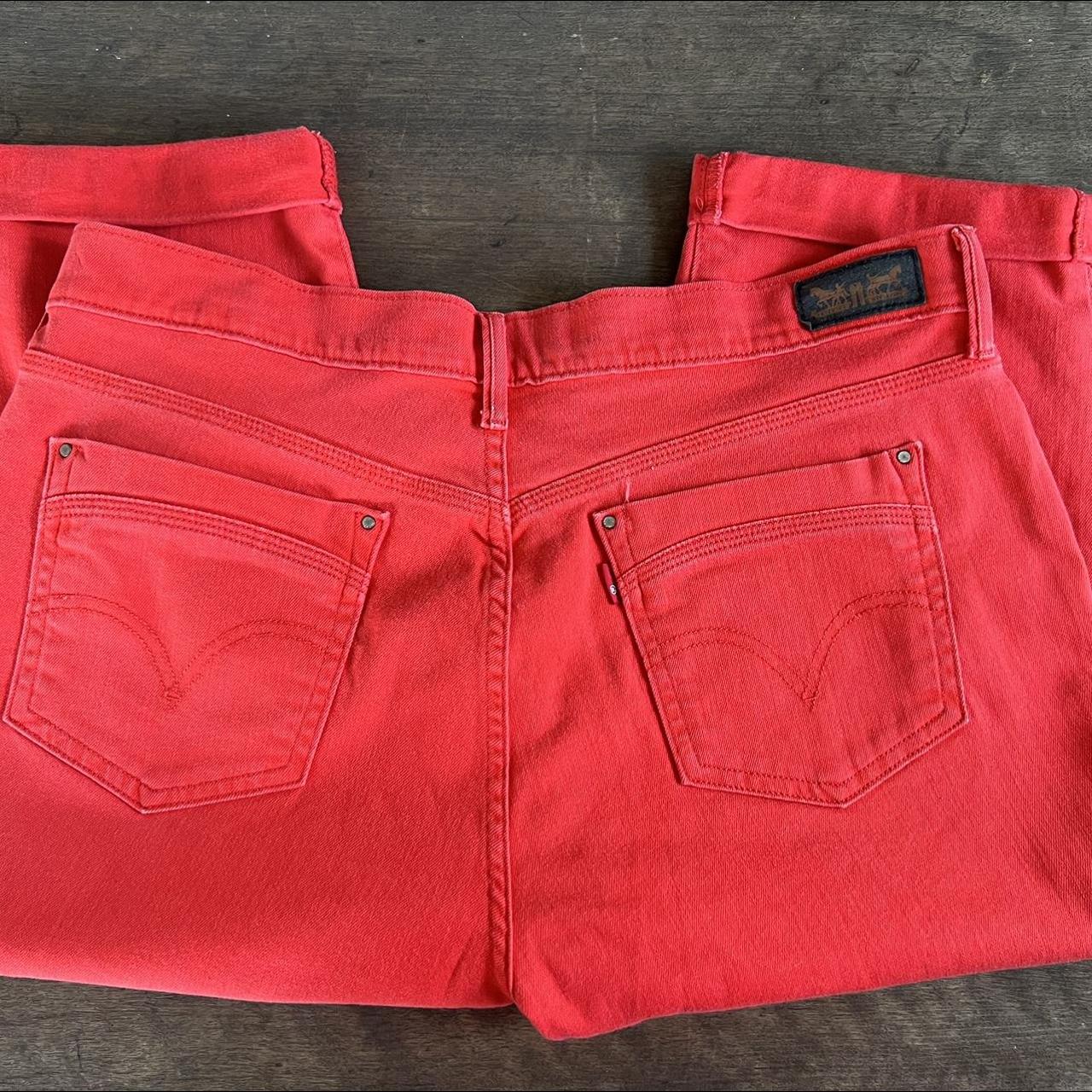 Levis Red Capri Womens 12 Denim Jeans Stretch Cuffed Depop