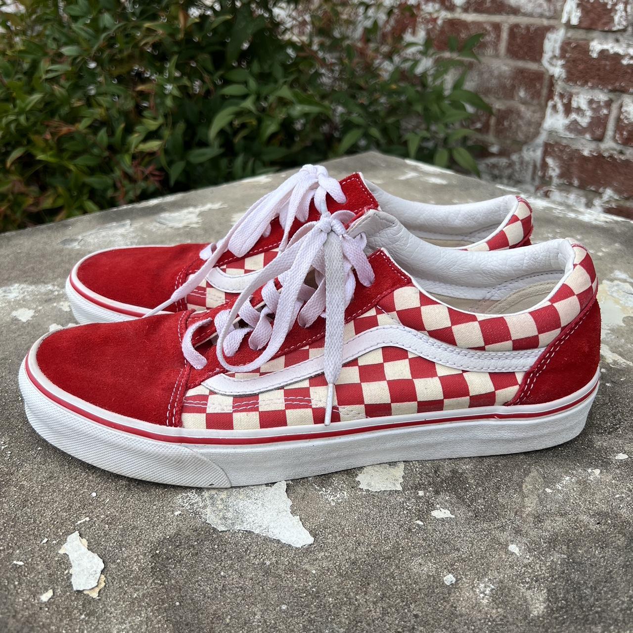 Mens VANS Red White Checked Old School Skate Sz