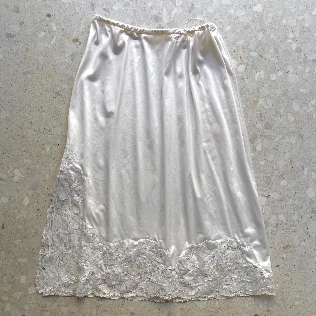 Vintage white half slip. Stunning lace edge and side... - Depop