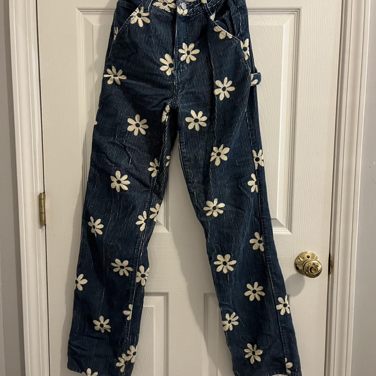 Pacsun (patterned) corduroy blue and cream/white... Depop
