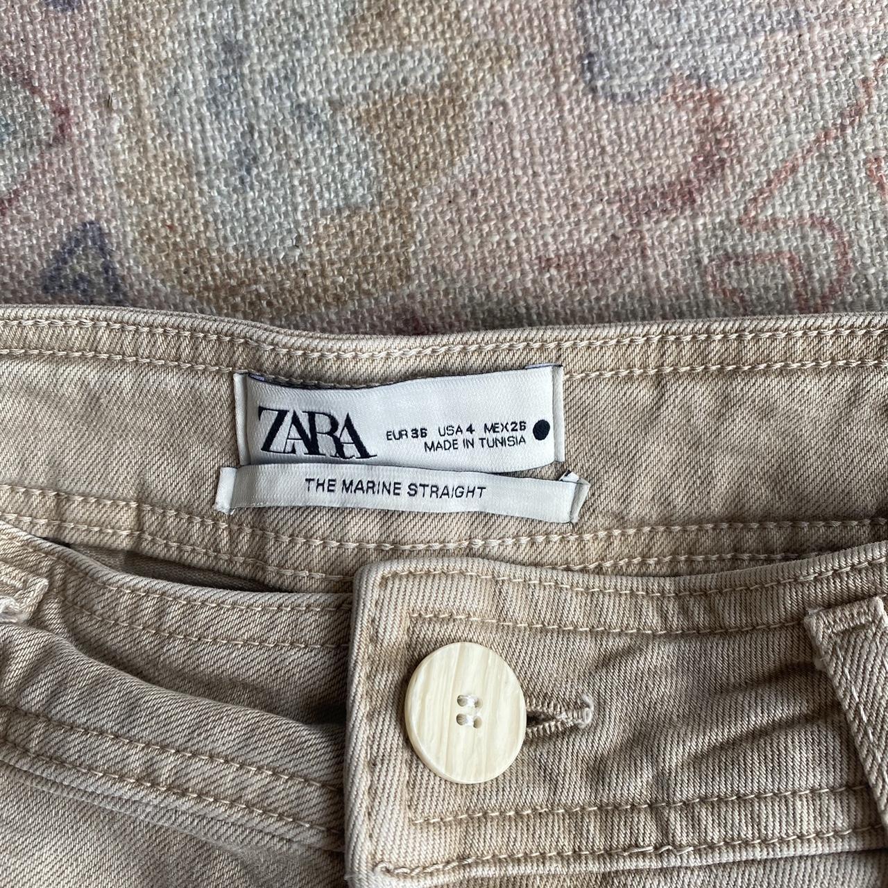 Zara Marine Straight Pants - beige - size 4 US -... - Depop