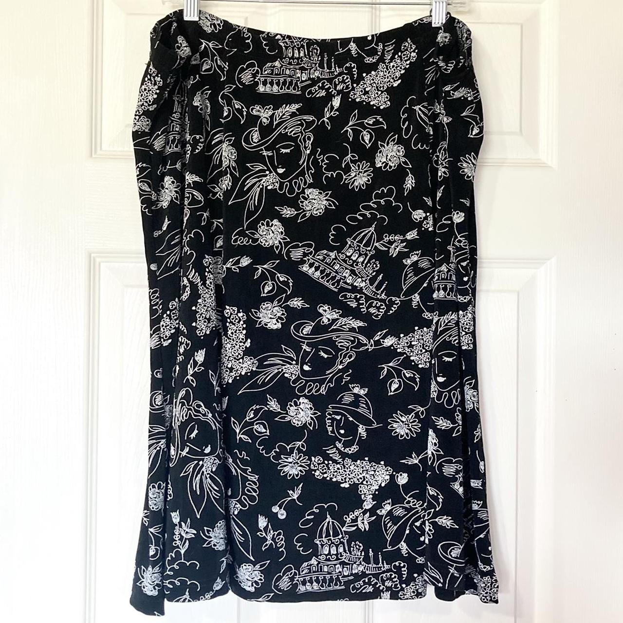 Coldwater Creek Women's Black and White Skirt | Depop