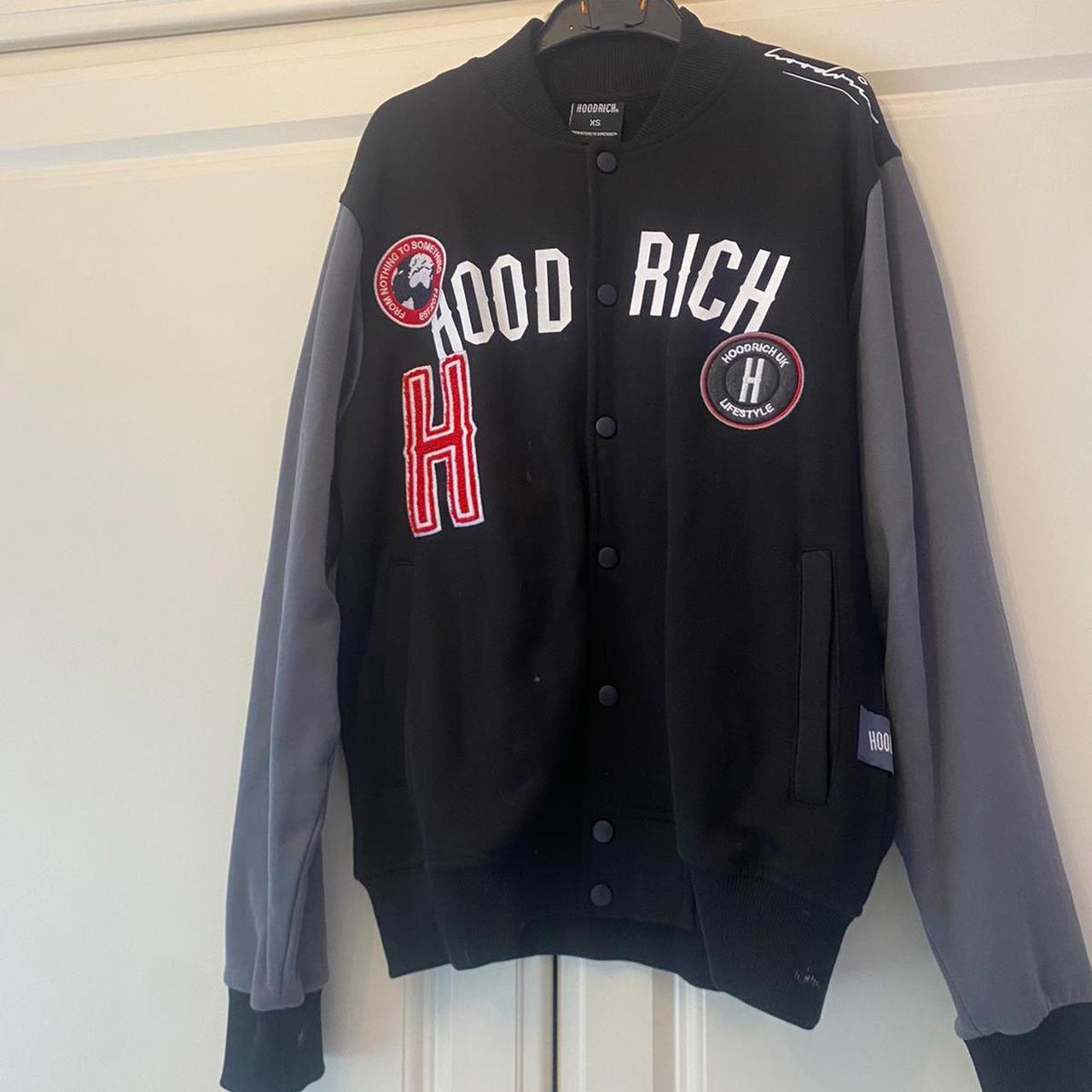 Hoodrich Men's Pacific Varsity jacket Black XS | Depop