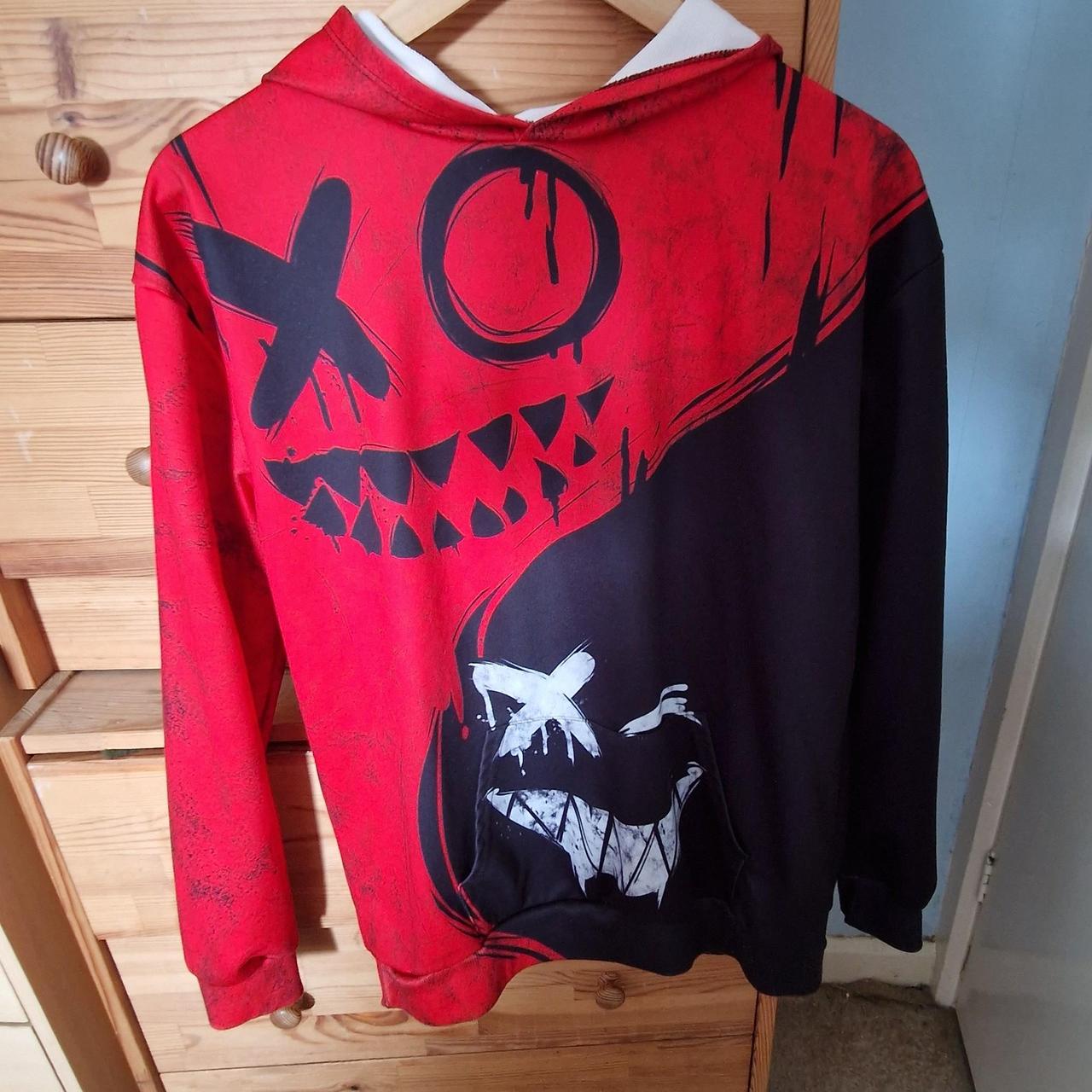 Red and black hoodie Never worn Size : L - Depop