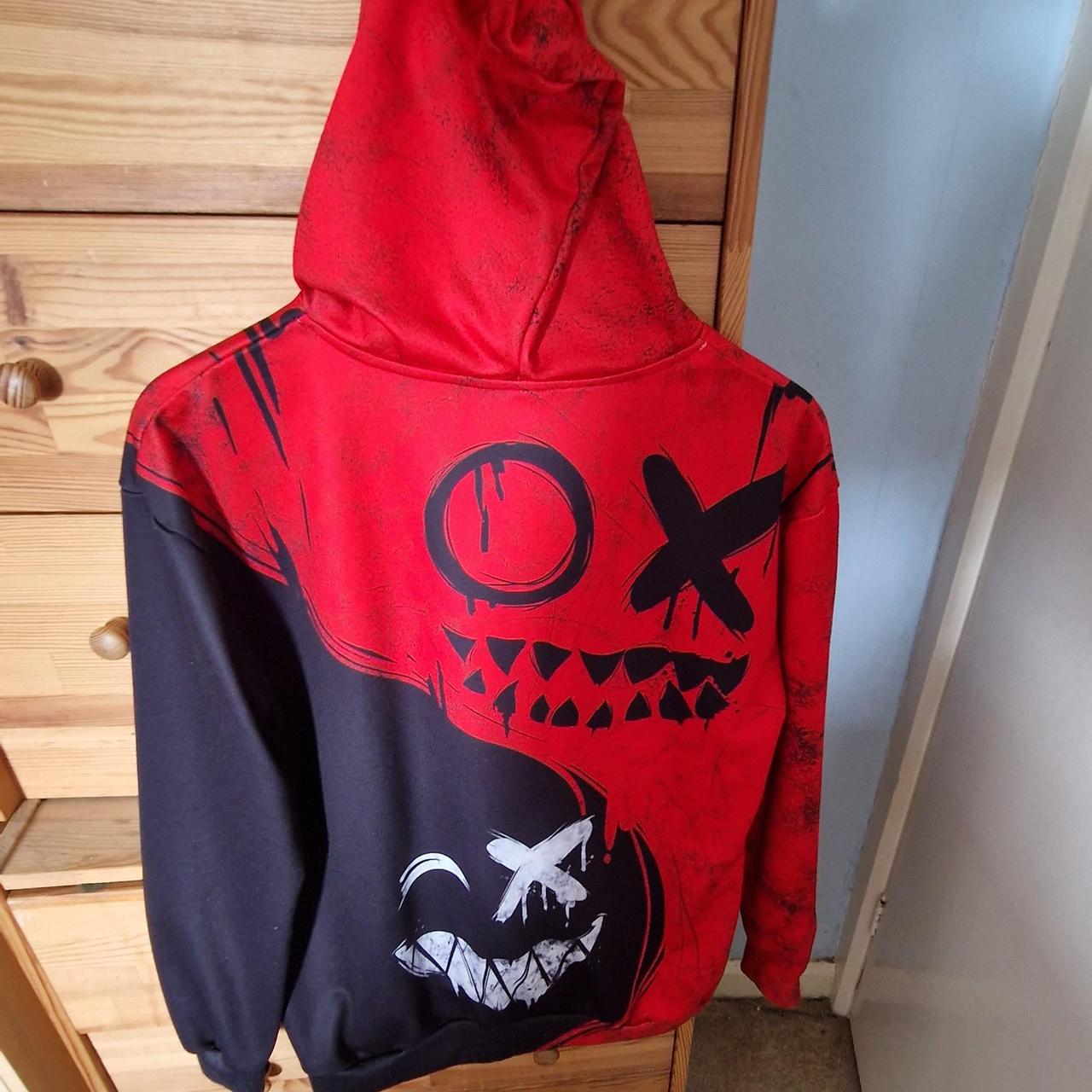 Red and black hoodie Never worn Size : L - Depop