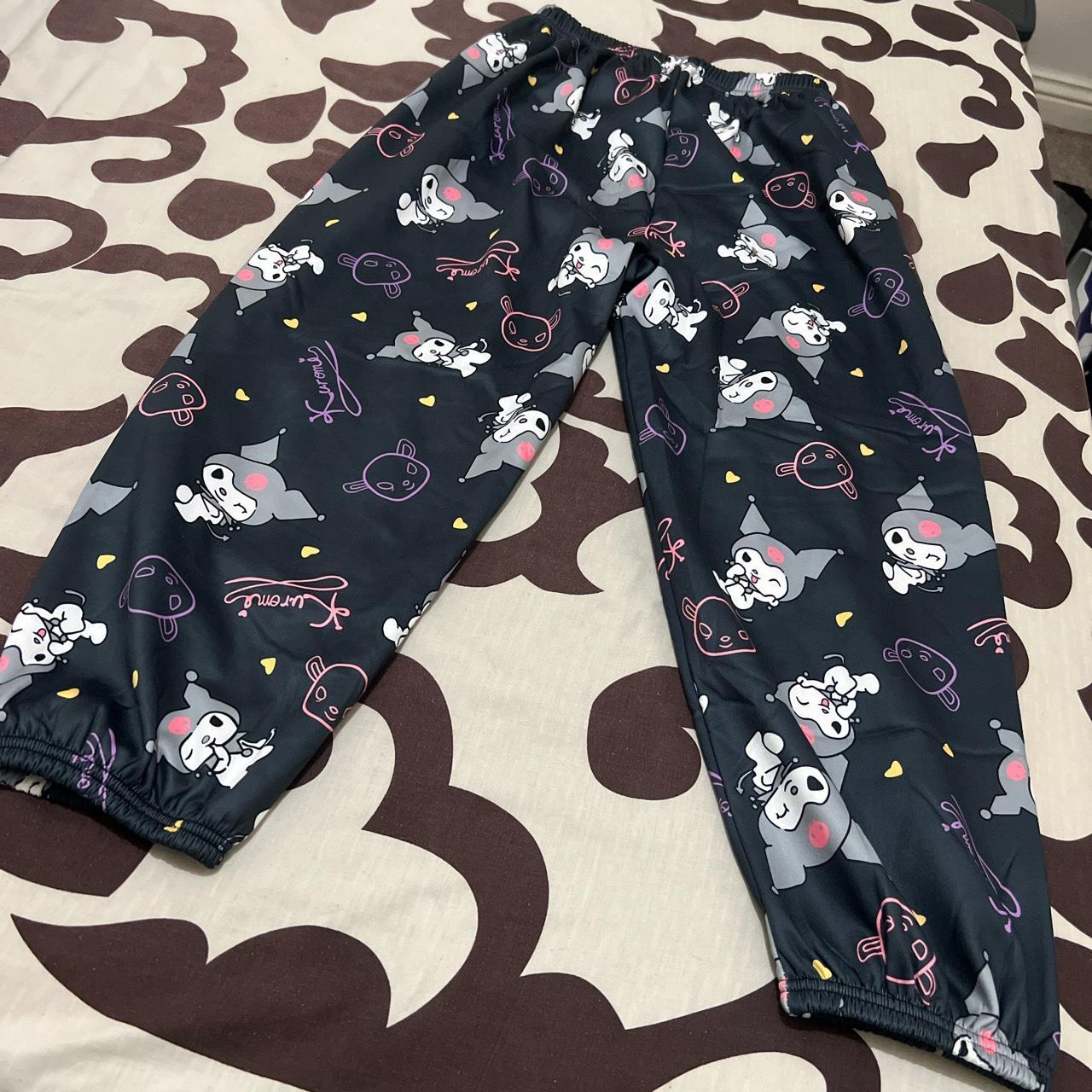 Sanrio grey kuromi trousers pajama trousers plush... - Depop