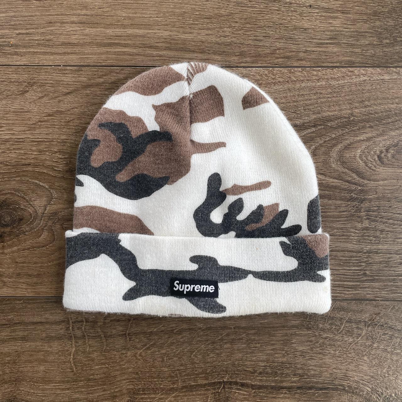 Supreme benie hat -Snow camouflage -worn a few... - Depop