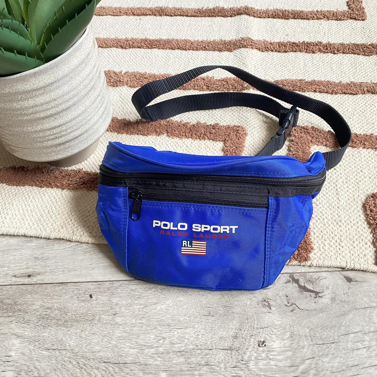 VINTAGE POLO SPORT 90s NYLON BLUE BELT BAG Good Depop