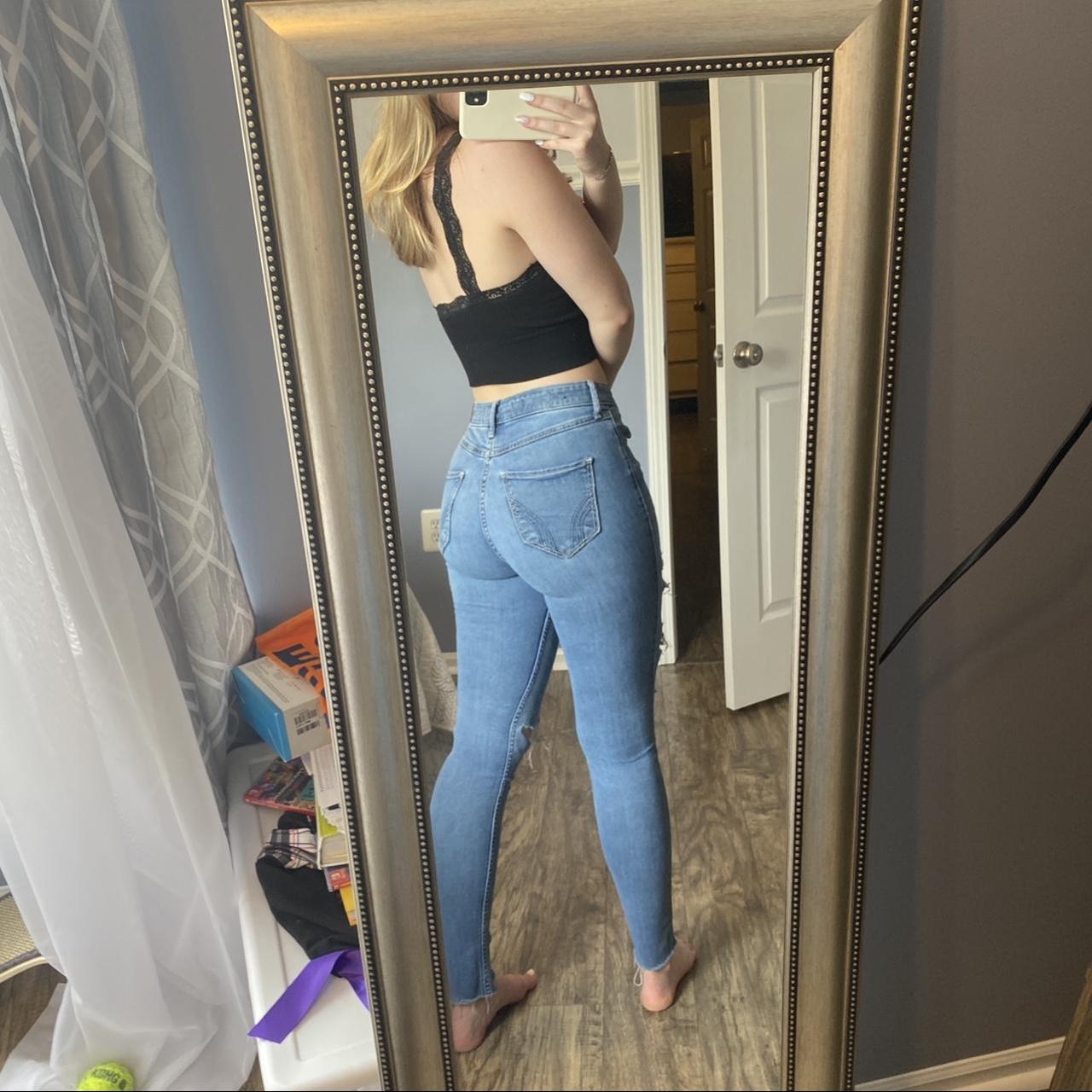 High waisted ripped skinny jeans... - Depop